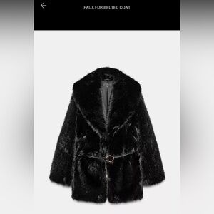 Zara faux fur belted coat